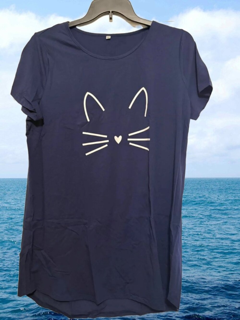Navy Cat Face nightshirt